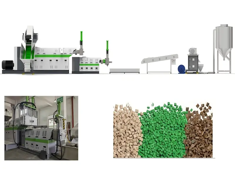 Műanyag pelletizáló gép filmek újrahasznosításához